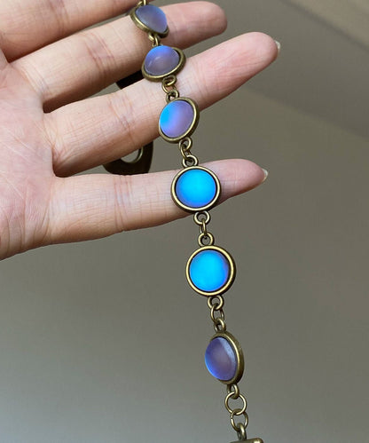 Pulsera fina de cadena de aleación de cobre azul