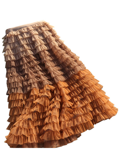 Feiner Blauer Patchwork Farbverlauf Tüllrock Frühling