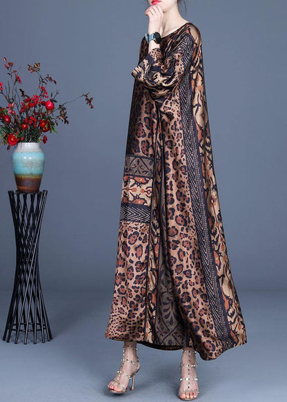 Fine Chocolate Leopard asymmetrical design Chiffon Party Dress Summer Spring - SooLinen