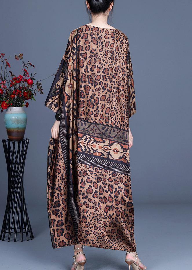 Fine Chocolate Leopard asymmetrical design Chiffon Party Dress Summer Spring - SooLinen