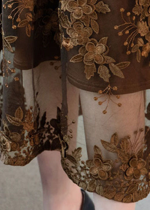 Feine Schokolade bestickte Patchwork warme Fleecekleider Winter