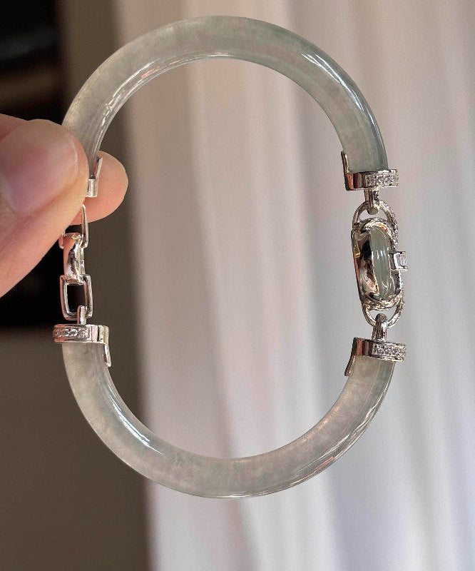 Fine Cyan Alloy Inlaid Jade Bangles