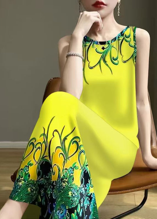 Vestido de fiesta de verano de algodón con estampado verde fluorescente fino