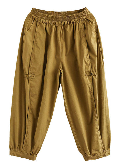 Pantalones cortos de algodón con botones y patchwork de jengibre fino para verano