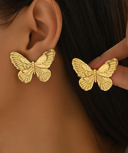 Pendientes de mariposa de aleación de cobre y oro fino