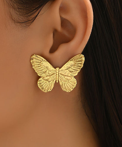 Pendientes de mariposa de aleación de cobre y oro fino