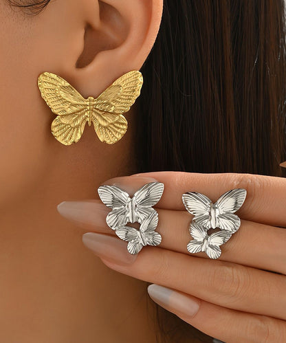 Pendientes de mariposa de aleación de cobre y oro fino