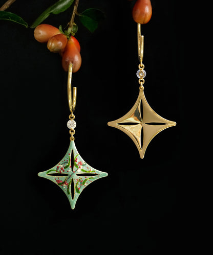 Ohrhänger aus feinem Gold und Kupfer mit Diamanten