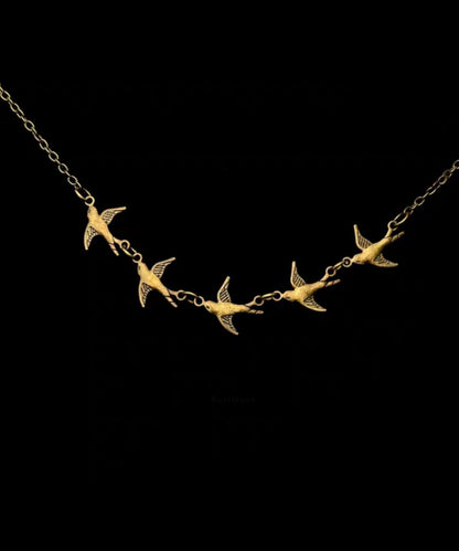 Fine Gold Copper Overgild Little Swallow Pendant Necklace