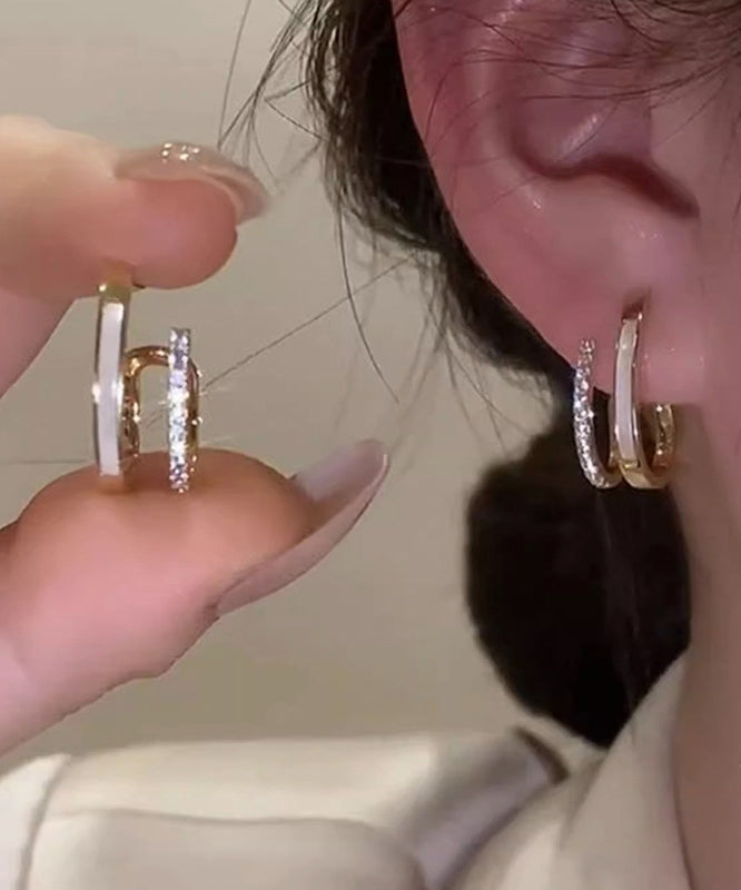 Pendientes de aro con circón y gotas de aceite de cobre dorado fino