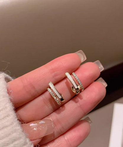 Pendientes de aro con circón y gotas de aceite de cobre dorado fino