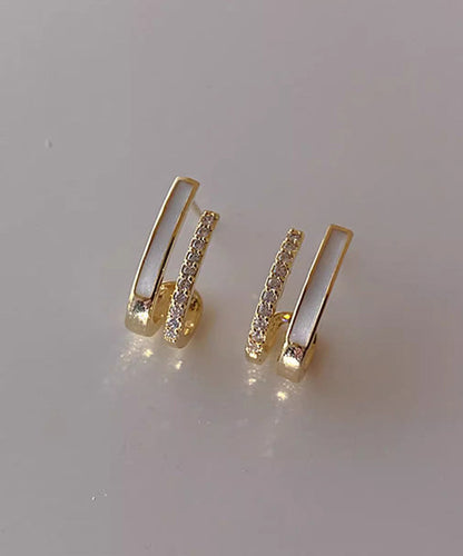 Pendientes de aro con circón y gotas de aceite de cobre dorado fino