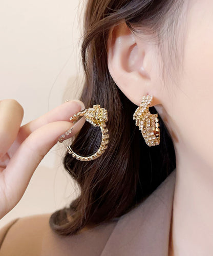 Fine Gold Copper Zircon Overgild Hoop Earrings