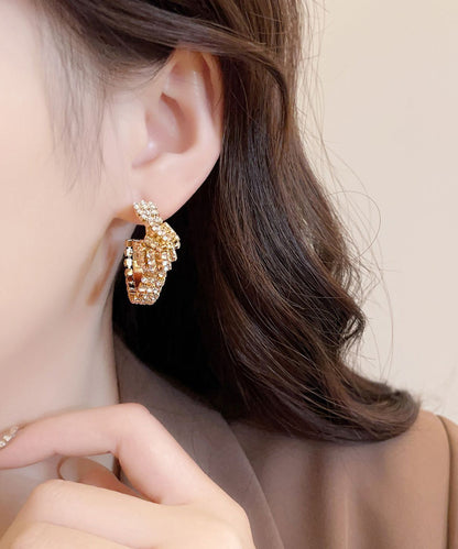 Fine Gold Copper Zircon Overgild Hoop Earrings