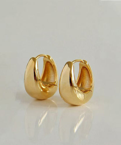 Fine Gold Metal Overgild Graphic Hoop Earrings