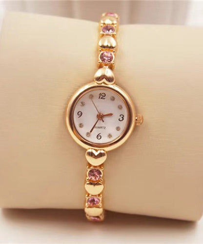 Fine Gold Metal Zircon Heart-Shaped Watches