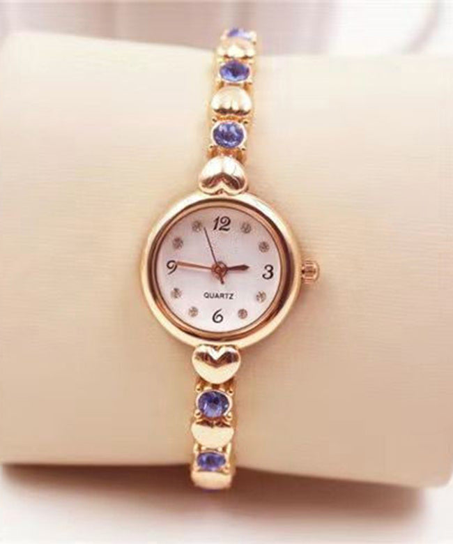 Fine Gold Metal Zircon Heart-Shaped Watches