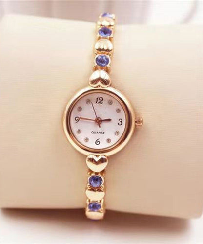Fine Gold Metal Zircon Heart-Shaped Watches