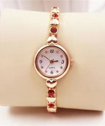 Fine Gold Metal Zircon Heart-Shaped Watches