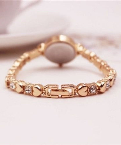 Fine Gold Metal Zircon Heart-Shaped Watches