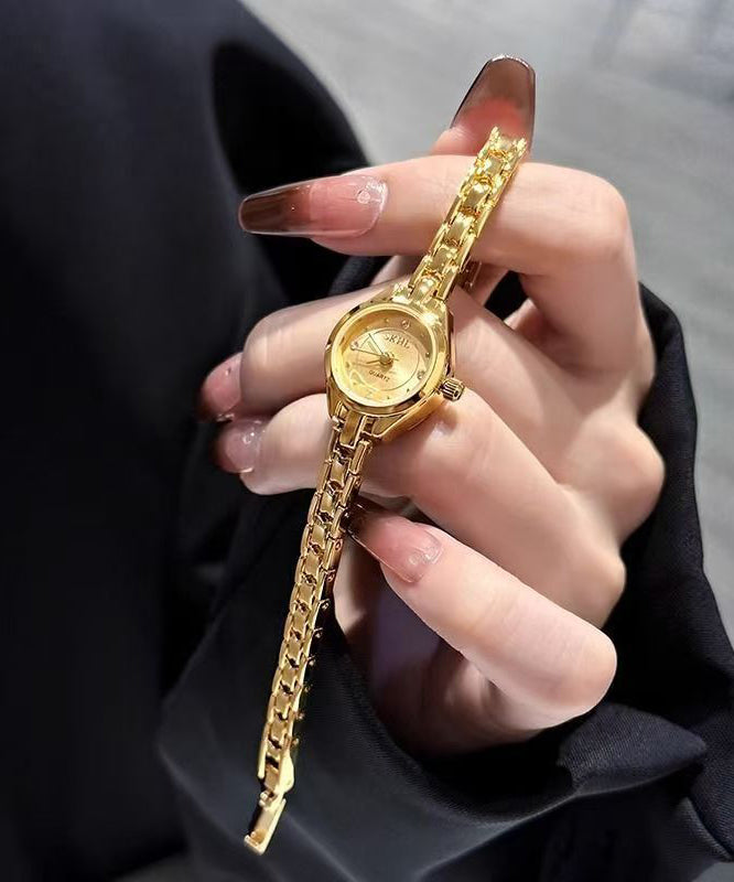 Fine Gold Stainless Steel Zircon Quartz Movement Watches