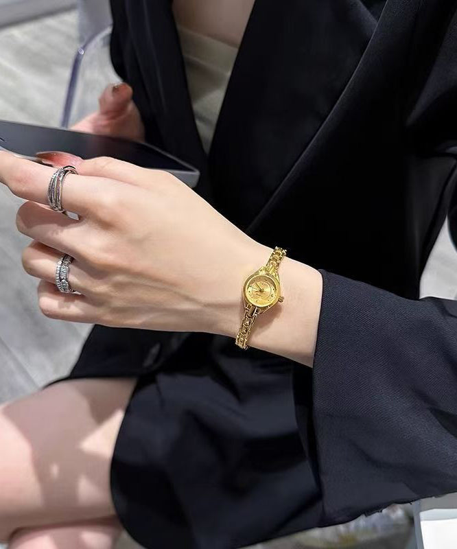 Fine Gold Stainless Steel Zircon Quartz Movement Watches