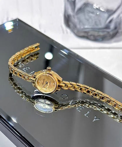 Fine Gold Stainless Steel Zircon Quartz Movement Watches