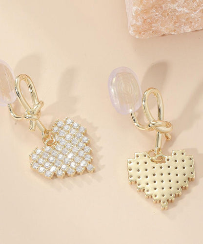 Fine Gold Sterling Silver Alloy Zircon Love Drop Earrings