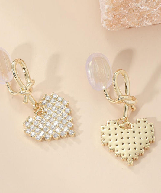 Fine Gold Sterling Silver Alloy Zircon Love Drop Earrings