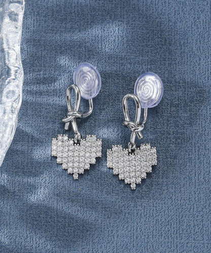 Fine Gold Sterling Silver Alloy Zircon Love Drop Earrings