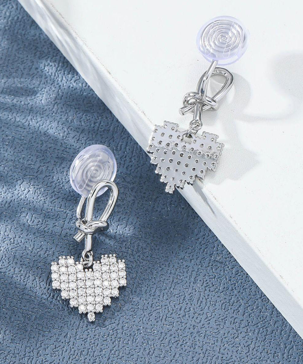 Fine Gold Sterling Silver Alloy Zircon Love Drop Earrings