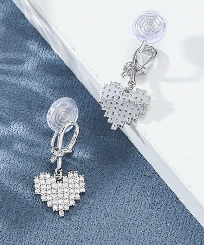 Fine Gold Sterling Silver Alloy Zircon Love Drop Earrings