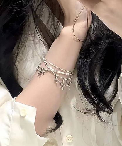 Feingoldenes, vergoldetes Quastenkettenarmband aus Sterlingsilber