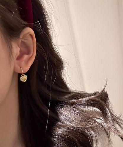 Fine Gold Sterling Silver Overgild Zircon Love Drop Earrings