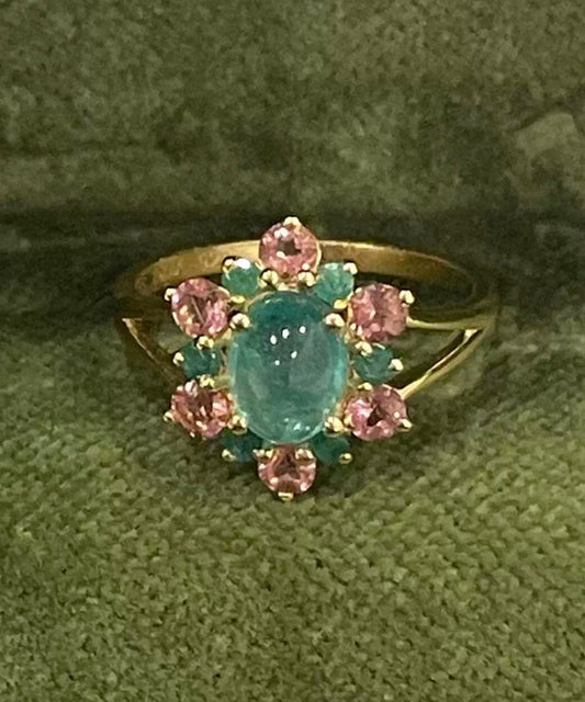 Fine Green Alloy Zircon Gem Stone Rings