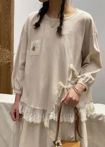 Feines grünes asymmetrisches Patchwork-Sweatshirt aus Baumwolle