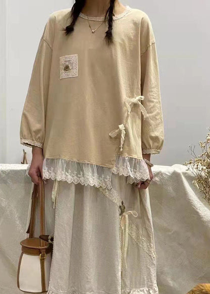 Feines grünes asymmetrisches Patchwork-Sweatshirt aus Baumwolle