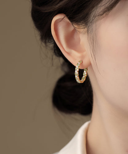 Fine Green Copper Overgild Zircon Hoop Earrings