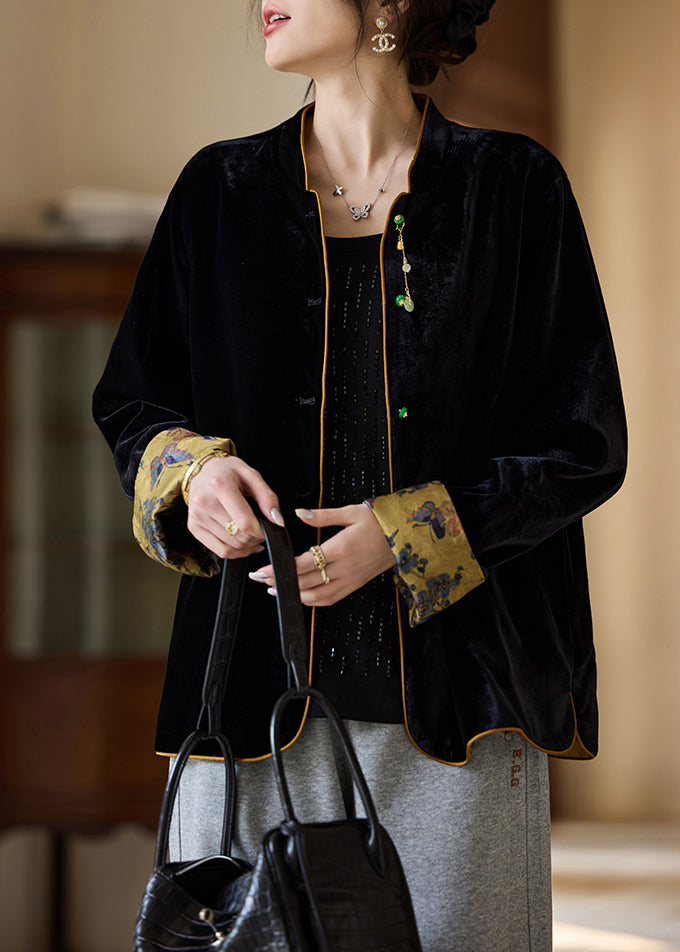 Feiner Jacquard-Seidensamtmantel mit beidseitigem Tragekomfort, Frühlingsjacke