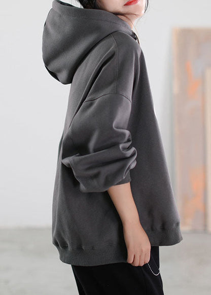 Feines Khaki-Kapuzen-Grafik-warmes Fleece-Sweatshirt