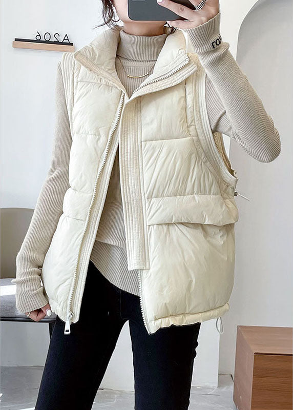 Feine hellblaue ärmellose Winter-Daunenweste mit Stehkragen und Reißverschluss