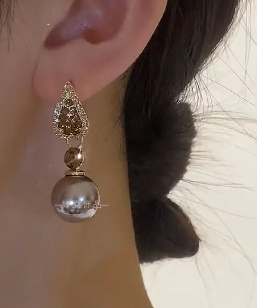 Pendientes colgantes de aleación de circonitas moradas con incrustaciones de gemas