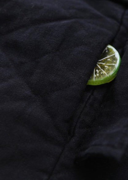 Fine Loose fitting snow jackets short outwear black hooded winter coats - SooLinen