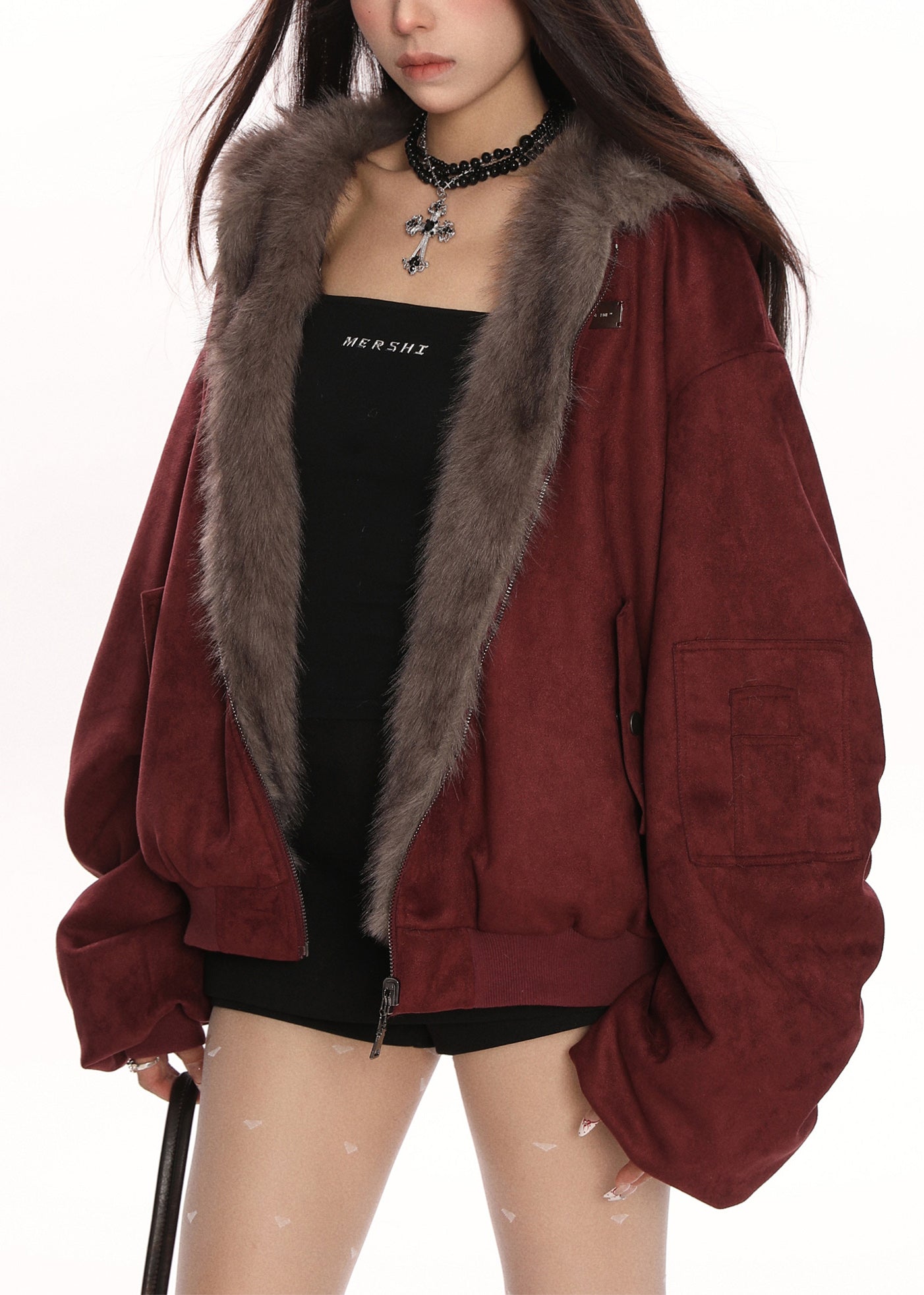 Chaqueta de invierno con capucha de gran tamaño y doble cara de Mulberry