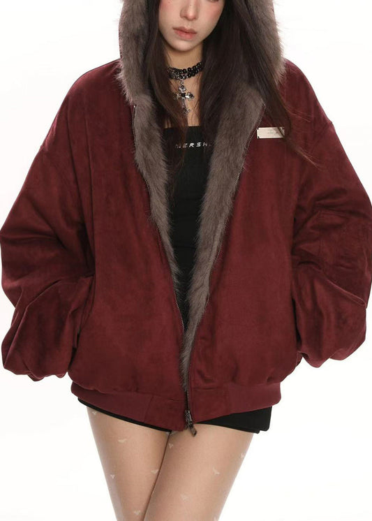 Chaqueta de invierno con capucha de gran tamaño y doble cara de Mulberry