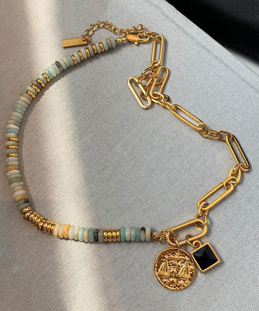 Collar con colgante de cuentas de patchwork esmaltadas en plata de ley multicolor