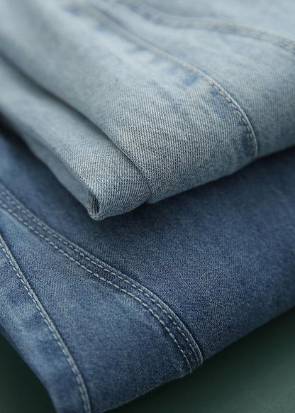 Fine Navy High Waist Jeans Summer Pants - SooLinen