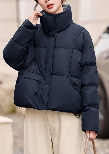 Fine Navy Oversized Patchwork Duck Down Coats Winter
