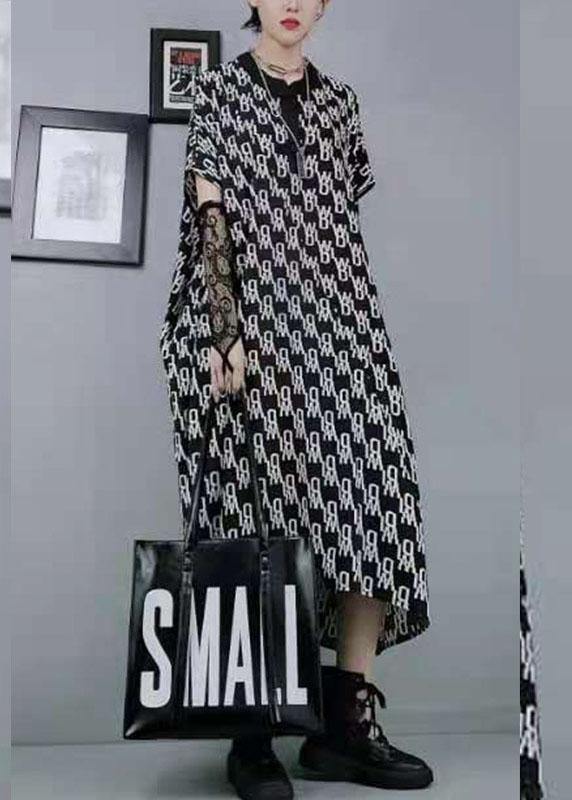 Fine Newspaper Print low High Design Button Pockets Summer Maxi Dresses - SooLinen