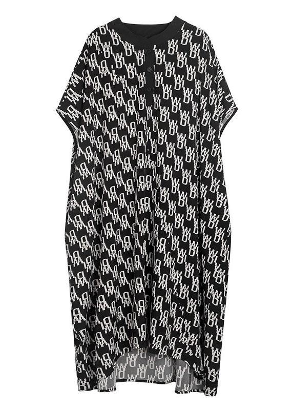 Fine Newspaper Print low High Design Button Pockets Summer Maxi Dresses - SooLinen